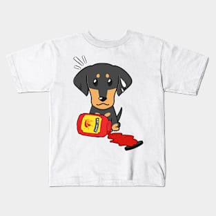 Funny Dachshund Spilled Hot Sauce Kids T-Shirt